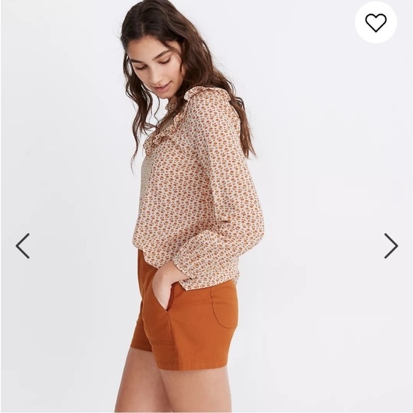Madewell Floral Ruffle Blouse in Cream and Orange - Picture 2 of 14